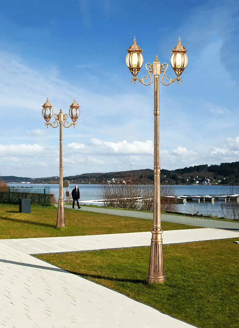 

Double Headed Led Outdoor Community Courtyard Villa Landscape Waterproof Light High Pole Retro Street Light ≈260CM