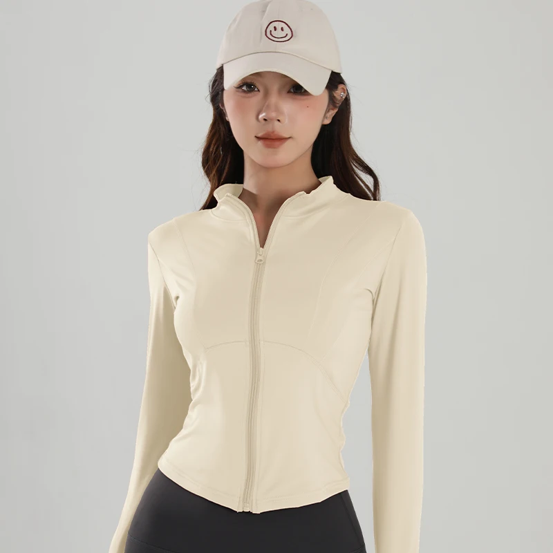 Women Sports Jacket Zip Fitness Yoga Shirt Workout Running Coats Gym Long Sleeve Top Slim Tight Yoga Coat Gym Workout Top Jacket