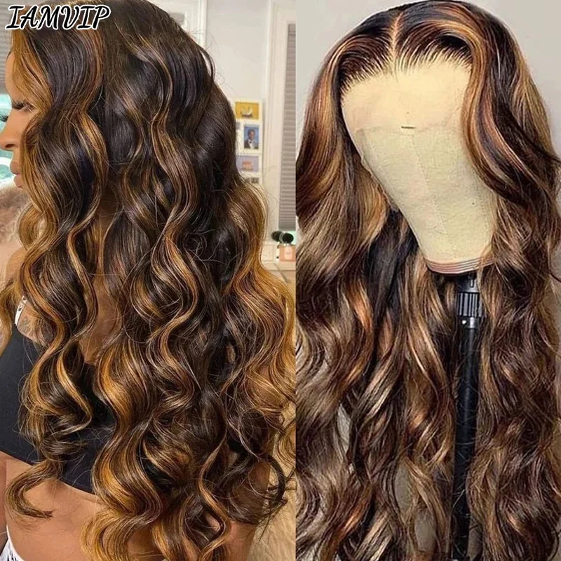 180% Gęstość P4/27 Ombre Highlight Wigs 13x4 13 6 Lace Frontal Wig Body Wave Human Hair Wig For Women 4x4 HD Lace Front Wigs