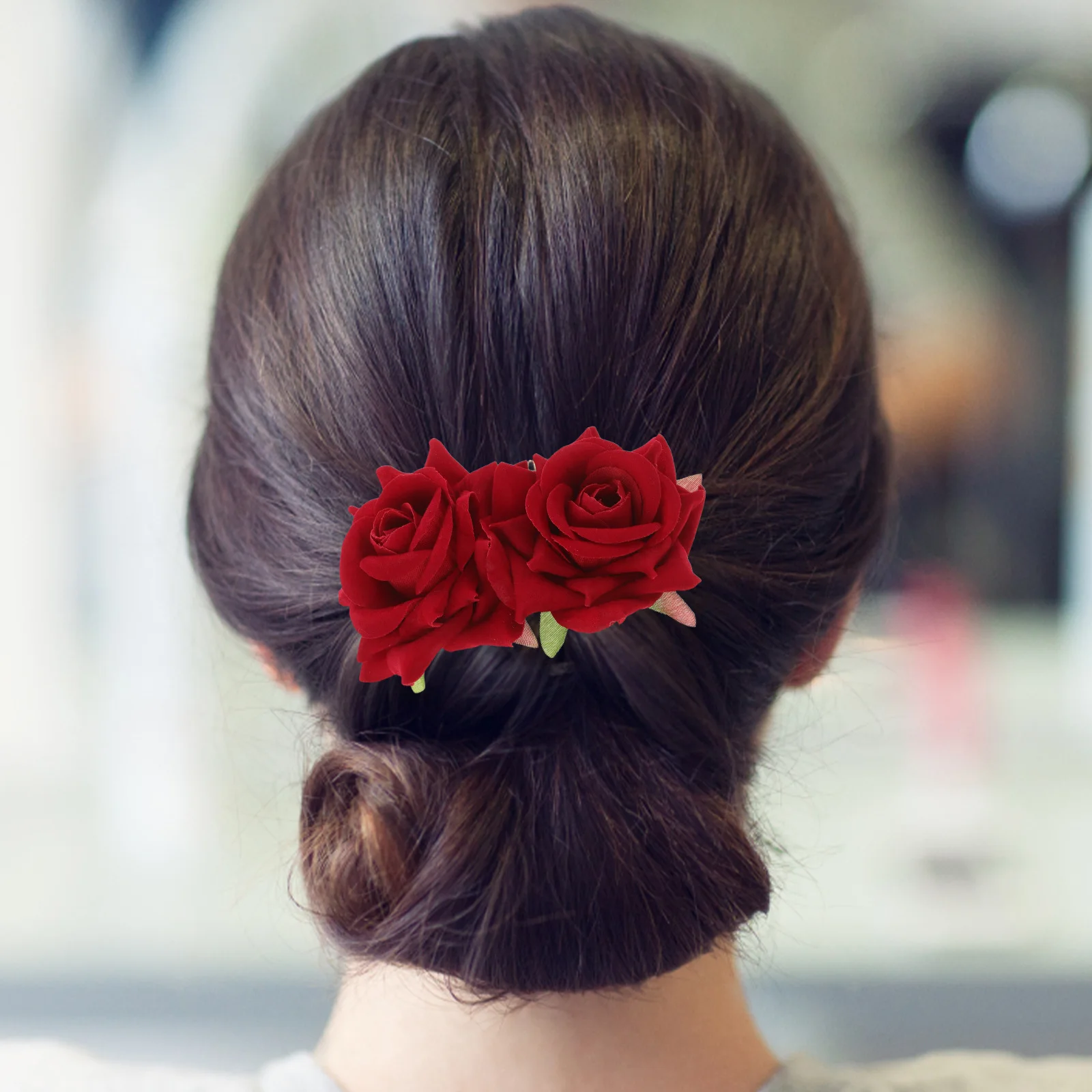 

2 Pcs Simulated Flower Headdress Bride Hairpin Comb Wedding Accessories Clip for Bridal Women Roses Clips Combs
