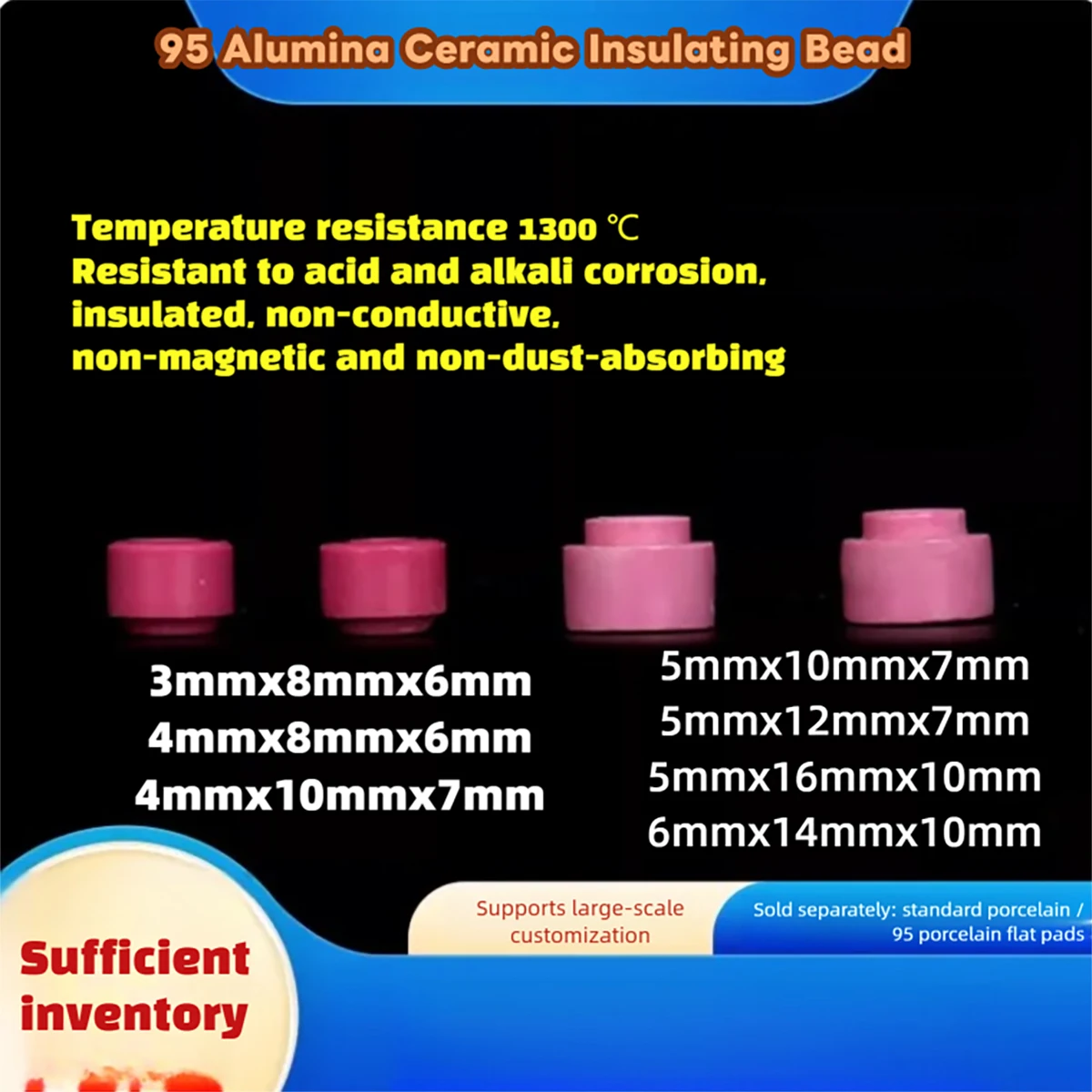 

50-100pcs 95 Alumina Ceramic Insulating Beads, High-Temp Resistant Spacers for Electric Heating Tubes
