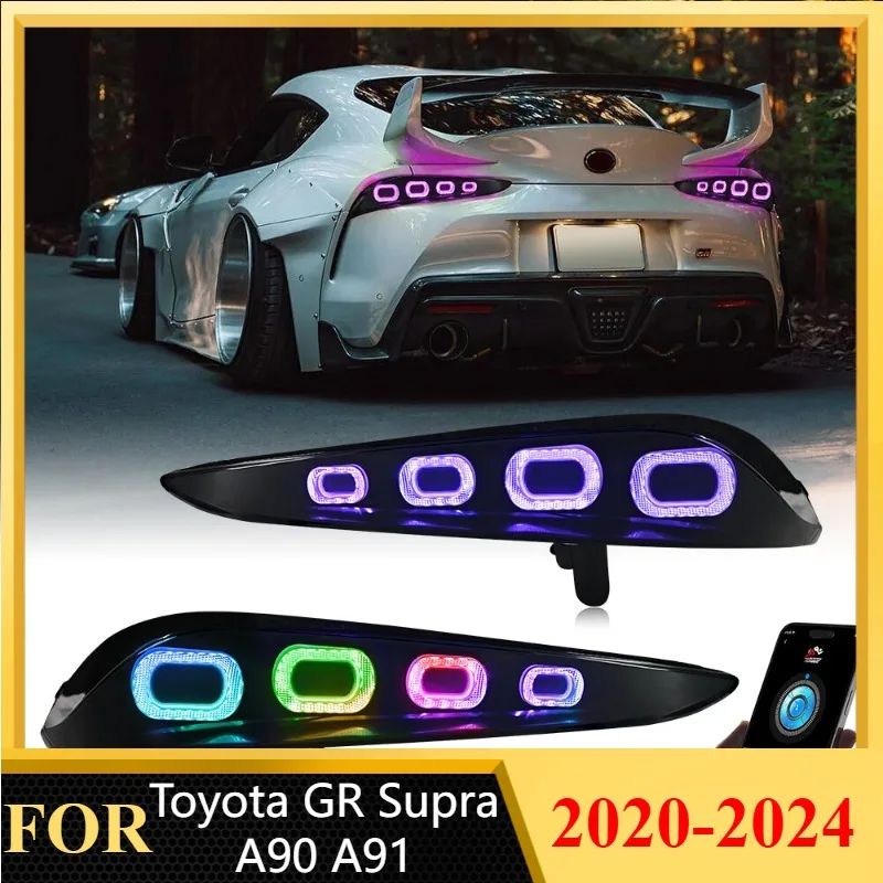 RGB Full Color Changing LED Tail Lights For Toyota GR Supra A90 A91 2020-2024 Dynamic Sequential Turn Signal Rear Lamps