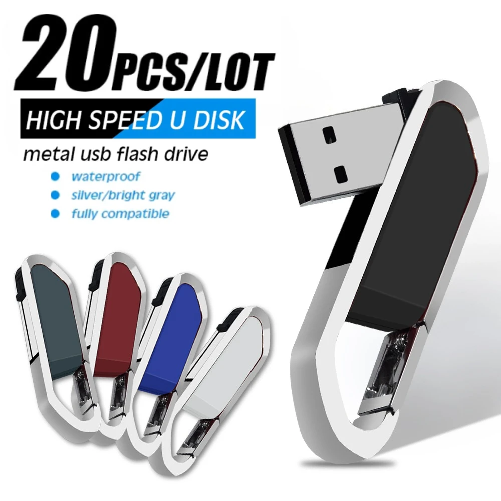 

20 pcs Customize logo free metal usb 2.0 flash drive 64GB 32GB 16GB 8GB 4gb 1gb 2gb pendrive waterproof флешка usb memoría 256mb