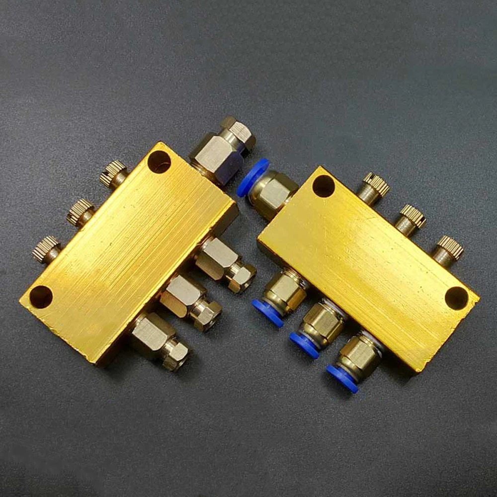 2/3/4/5/6/7/8/9/10/12 Way 6mm In 4mm Out Compression / Push In Brass Adjustable Lube Oil Distributor Value Manifold Block