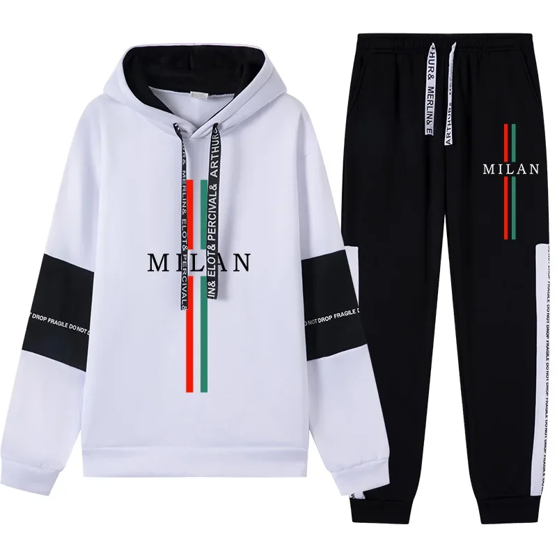 

Hot Sales Mens Tracksuit Casual Print Single Piece Hooded Sweatshirts Pants Daily Sports Jogging Man Clothing Youth Streetwear