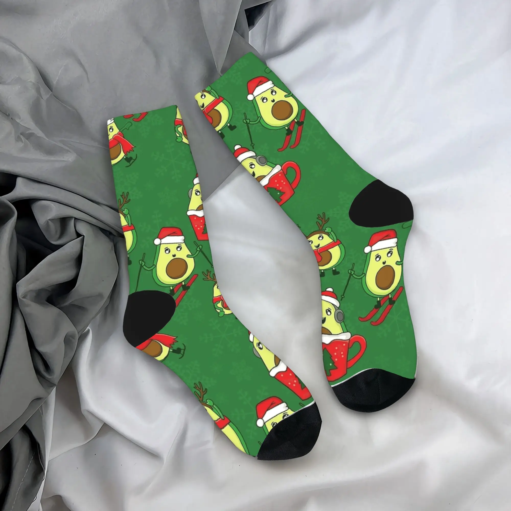 Mulheres meias masculinas feio natal abacate esqui flocos de neve meias antiderrapantes meias de alta qualidade outono design gótico meias de ciclismo