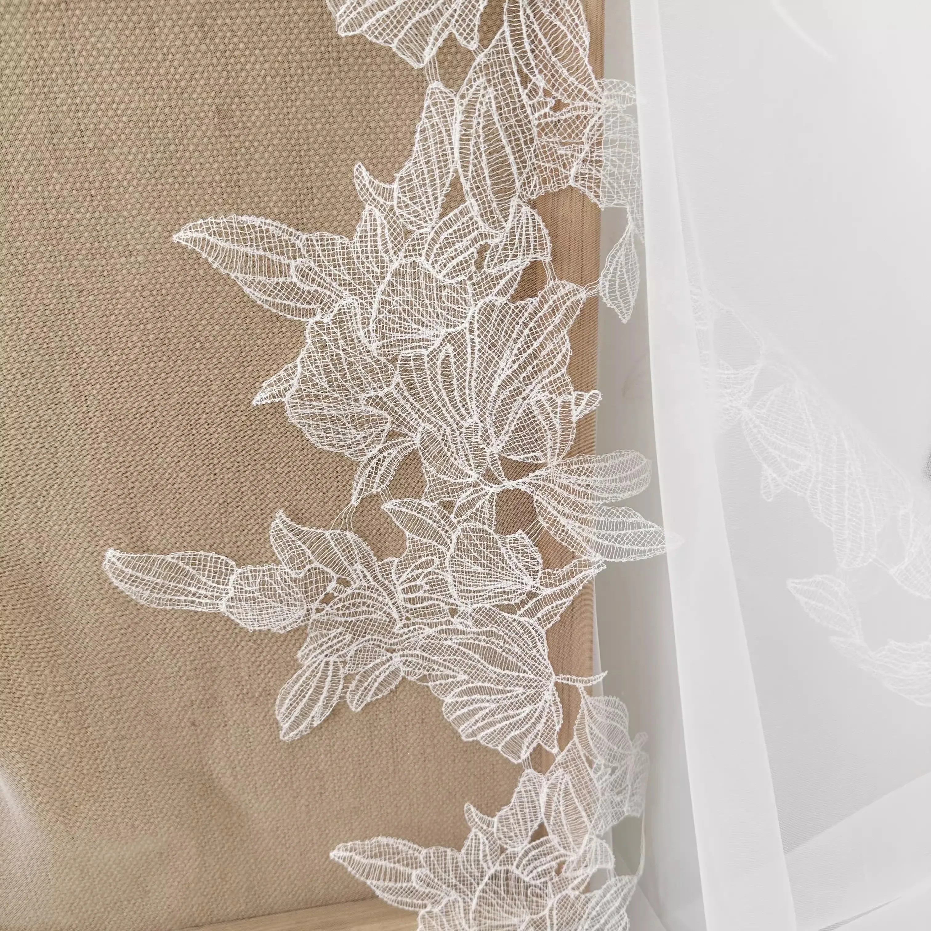 Fresh leaves Day single fish silk thread hollow veil wedding dress lace handmade diy accessories