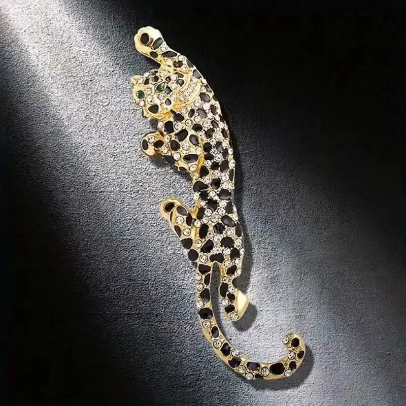 

Rhinestone Leopard Pins for Women Unisex Animal Brooches Office Party Friend Gifts Jewelry Accessories