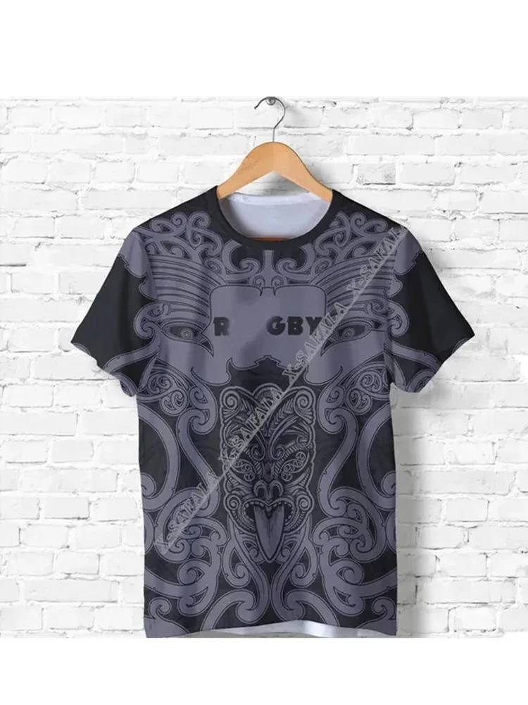 أزياء الصيف نيوزيلندا الرجبي جميع الرياضة السوداء 3D المطبوعة الرجال قصيرة الأكمام تي شيرت فضفاض جولة الرقبة عارضة أعلى #5