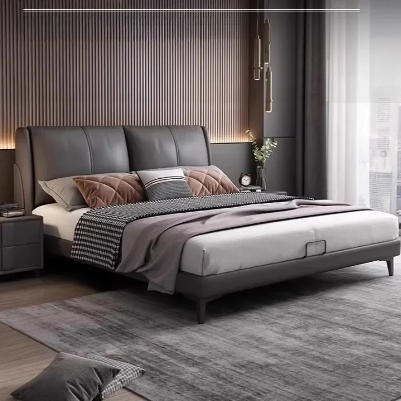 

King Size Luxury 180x200cm Bed Queen 2 People Double Frame Bed Headboard Full Size Hotel Adults Modern Home Bedroom Furniture