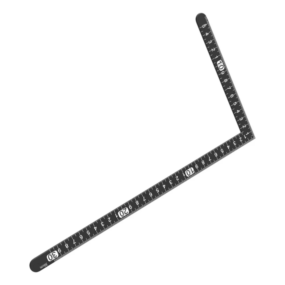 10Pcs Black Carbon Steel Square Ruler 33x16.5cm Double Sided Metric Scale 90 Degree Angle Tool For Leather Cutting Pattern
