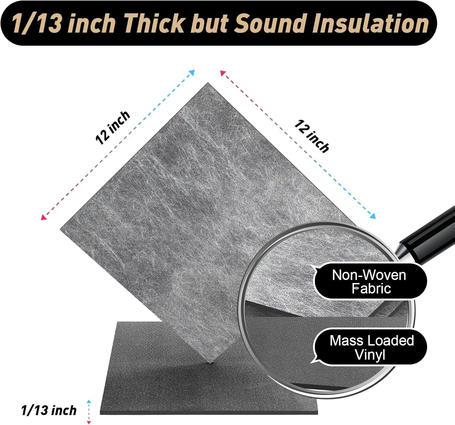 Coussinets d'insonorisation en vinyle, 0.71 pieds artériels/reproducteurs, 1x1 pieds (par pièce), son Bchampionship, son vert et anti-vibration