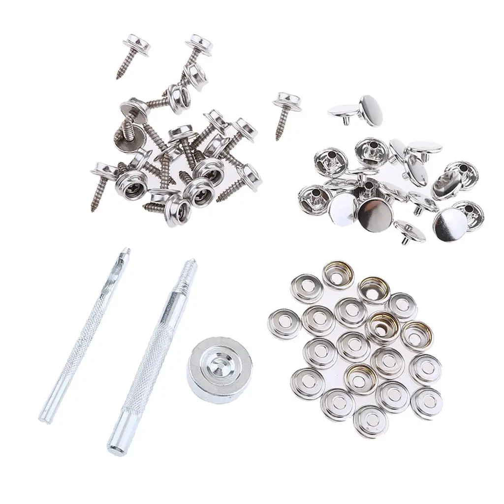 

63Pcs Boat Canvas Fabric Snap Cover Stainless Steel 15mm Screw Button Socket Fastener Kit