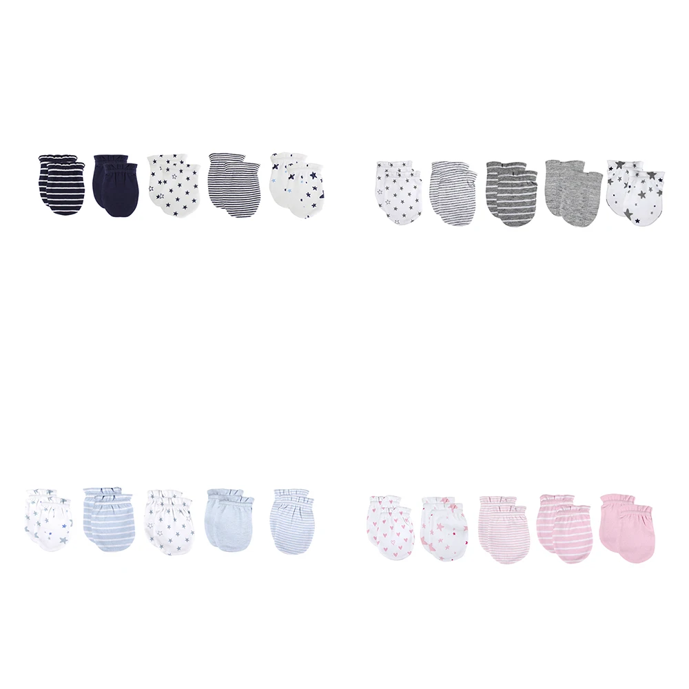 Kiddiezoom 5 Pcs/Lot Newborn Gloves 100%Cotton Cute Breathable Mittens Baby Accessories 0-6M