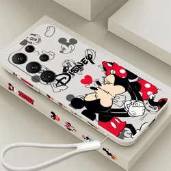 Disney Minnie Mickey różowa płynna lewa lina do Samsung Galaxy S23 S22 S21 S20 FE S10 Ultra Plus Lite 5G etui na telefon