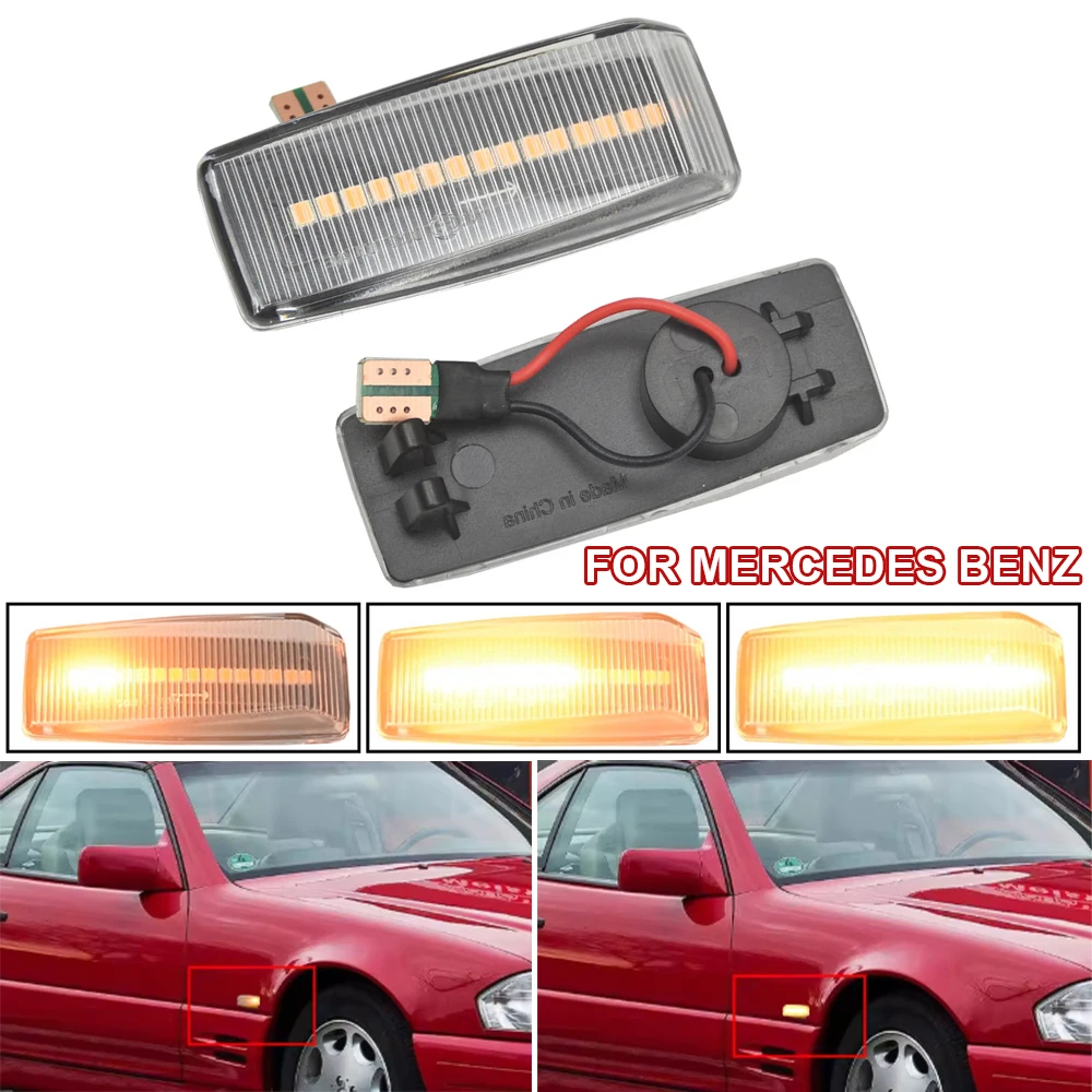 For Mercedes-Benz W201 190 W202 W124 W140 R129 SL-CLASS Dynamic LED Marker Lights Car Turn Signal Repeater Lamp