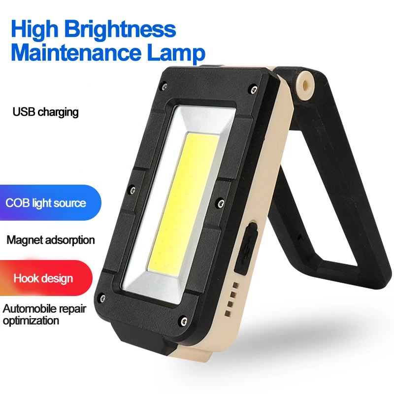 COB foldable work light with adjustable rechargeable ultra bright LED flashlight, simple camping tent light, maintenance light