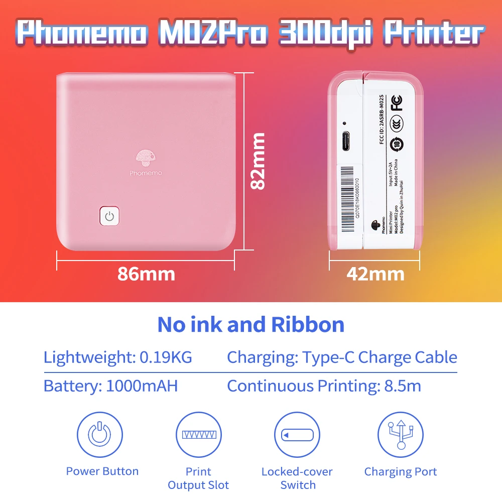 Phomemo M02Pro 300dpi Thermal Photo Printer 53mm Fun DIY Kitchen Seasoning Label Maker 12/25mm Thermal Sticker Printting Machine