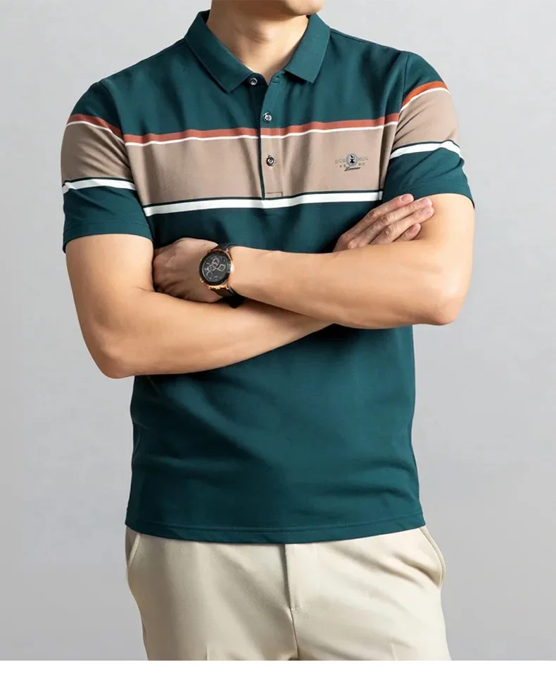 Luxus-Buchstaben Paul embossed kurzärmelige Herren Polo-Shirt High-End-Marke Mode Streifen Farbgebung Sommer neue Casual-Flip-T-Shirt – Detail 8
