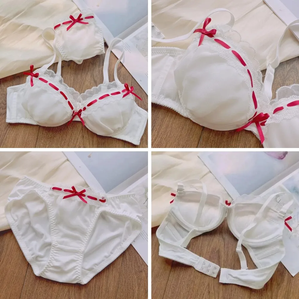 

Комплект кружевного бюстгальтера с тонкими чашечками для женщин, удобное поддерживающее белье, нежный белый топ для подростков