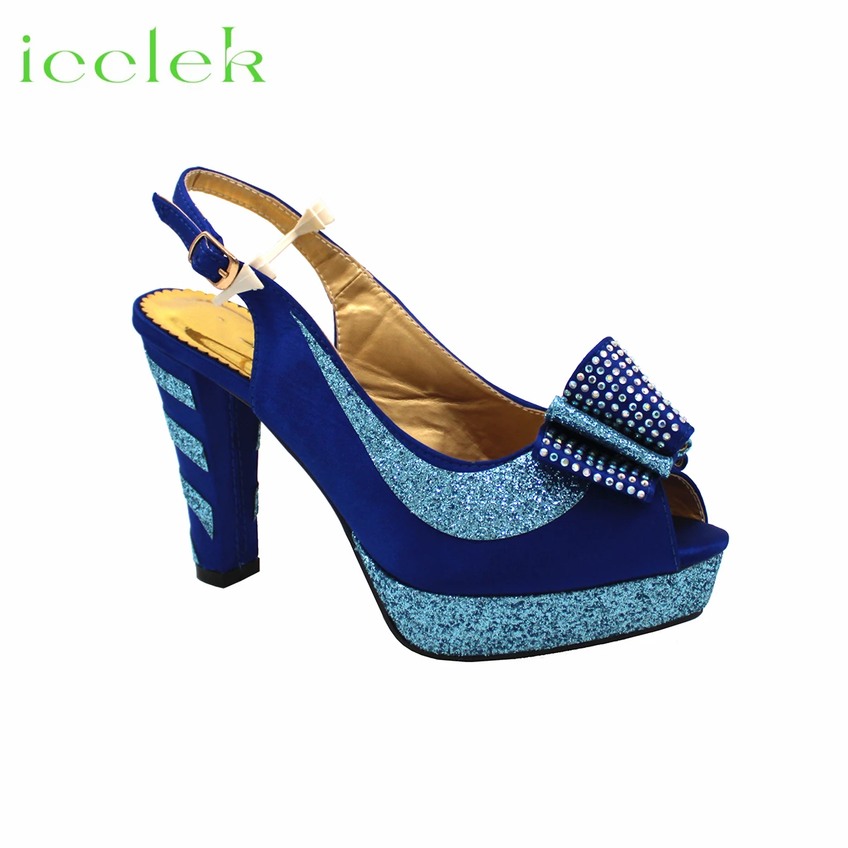 Royal Blue 2023 New Arrivals Fashionable African Women Shoes Matching Bag Set Comfortable Heels with Platform for Wedding Party