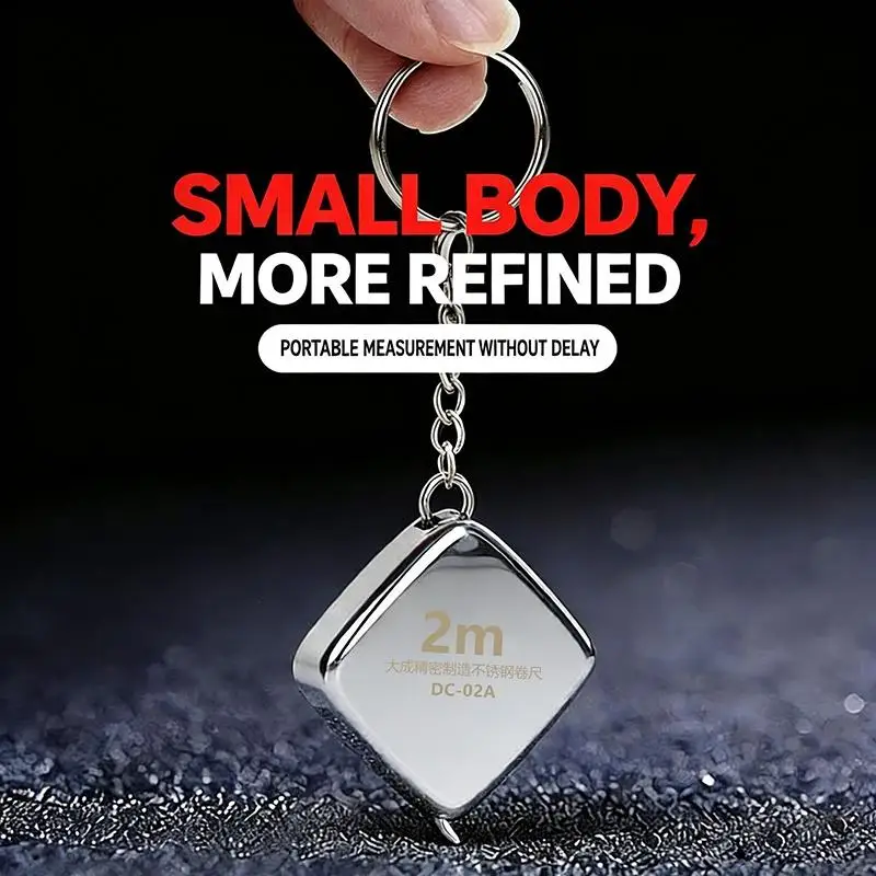 Mini Tape Measure With 2M Measuring Range And Stainless Steel Casing For Daily Measuring Home Repair Craft Projects