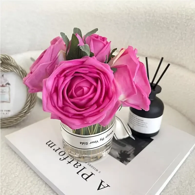 

High-grade Artificial Flower Moisturizing Hand-feel Simulated Rose Bridal Bouquet Wedding Home Decor Photobooth Prop Diffuser