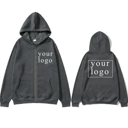 2024 New Fashion: Personalized Customization of Your Own Design Brand Logo/Images, Men's and Women's DIY Zipper Open Hoodies any