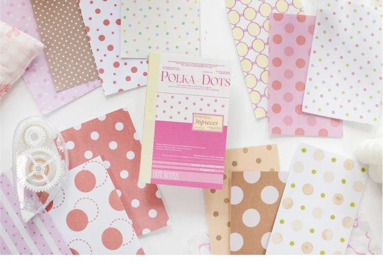 Journal GO 30 Blatt Polka Dots Stickerbuch Koreanischer Stil Punktmuster Notizblock für Journaling, Scrapbooking, Basteln, DIY-Material – Detail 18