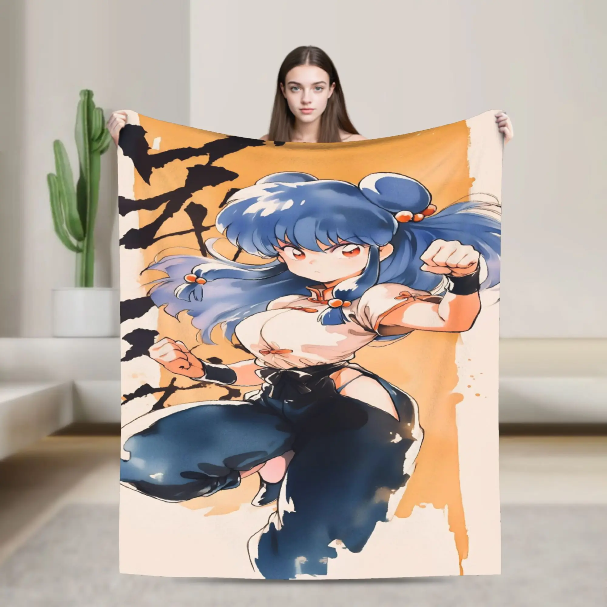 Ranma 1/2 Shampoo Manga Blankets  Wool Funny Warm Throw Blankets for Bedding Lounge  Winter