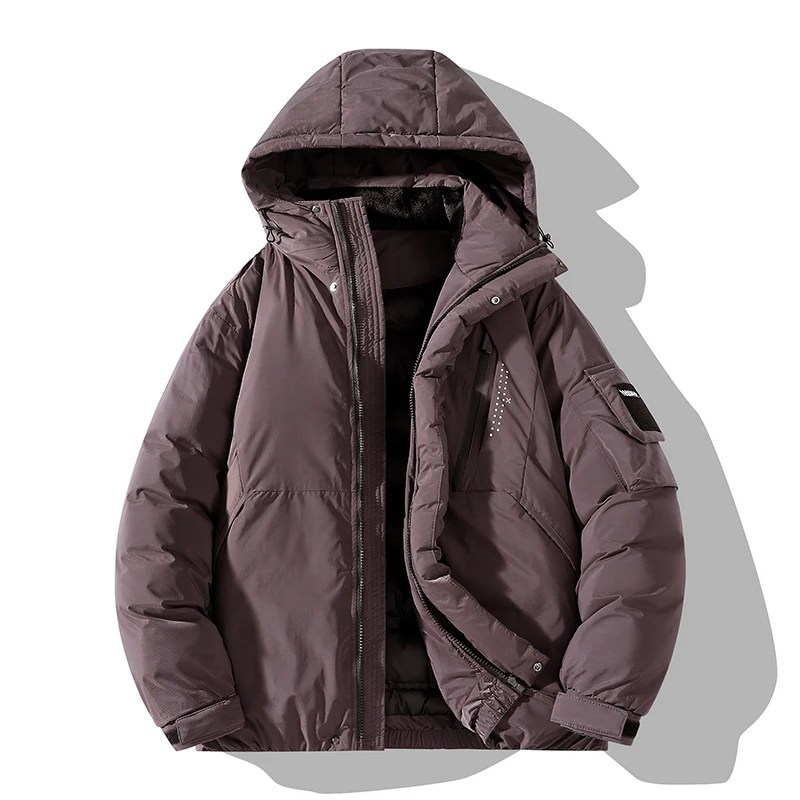 Winter New Style Parkas for Men Outdoor Windproof Hooded Camping Jackets Solid Color Comfortable Puffer Coat Fashion All-match