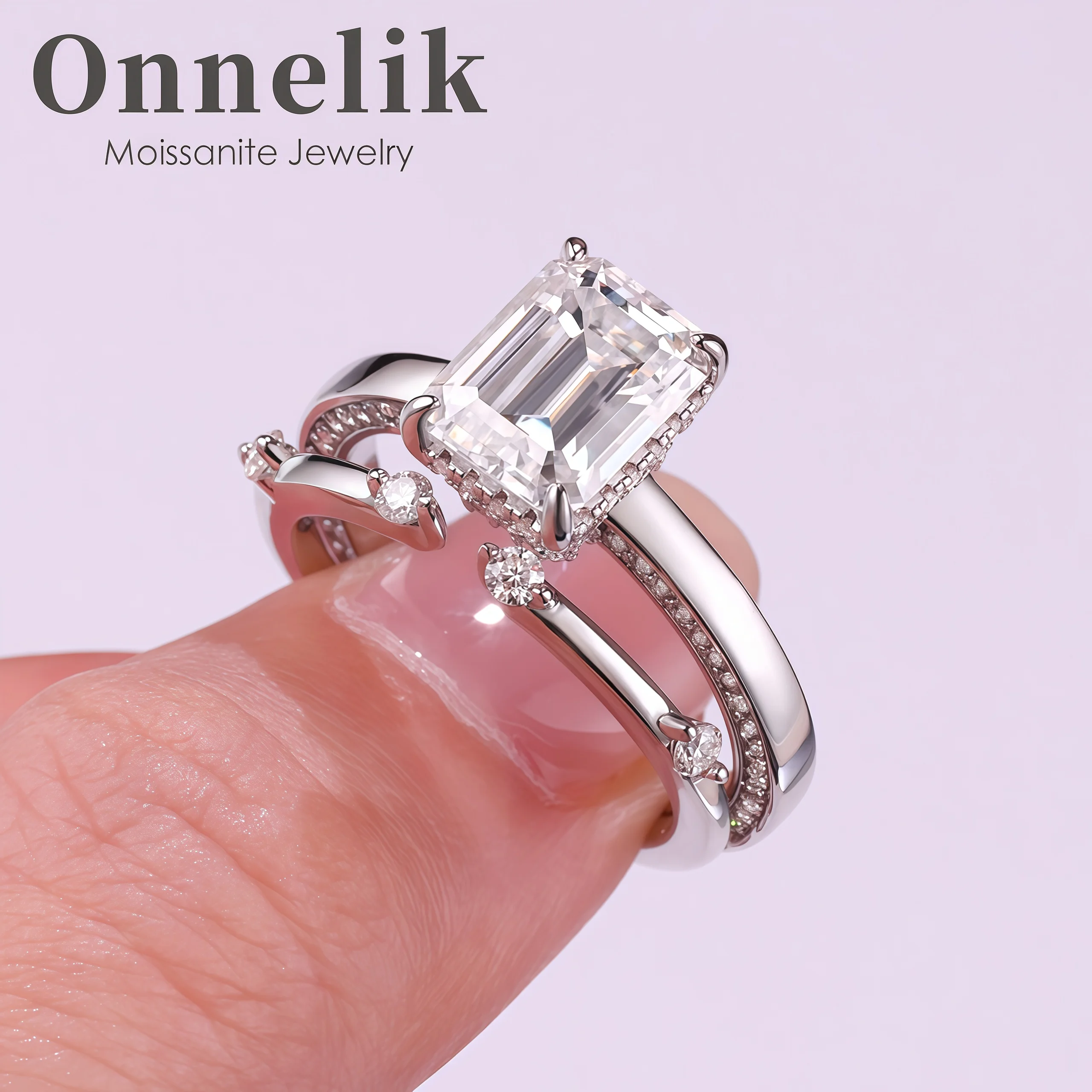 Onnelik Open-End Moissanite Adjustable Ring S925 Sterling Silver Light Luxury Stacking Band Advanced Women's Jewelry Gifts