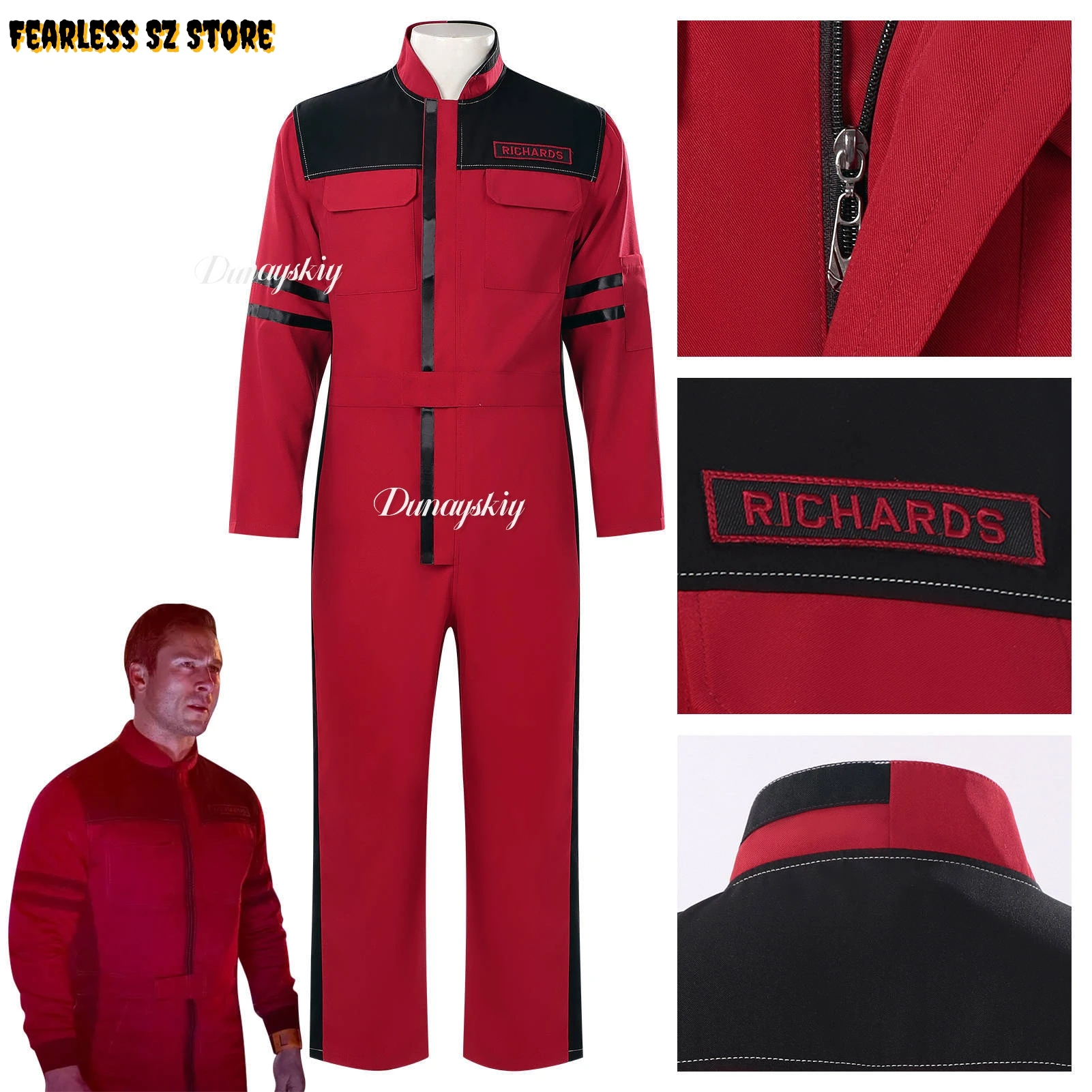 

Новый костюм для косплея Бена Ричардса из фильма, красно-черный комбинезон, униформа, куртка для мужчин, женщин и девочек, полный комплект для карнавала и вечеринок