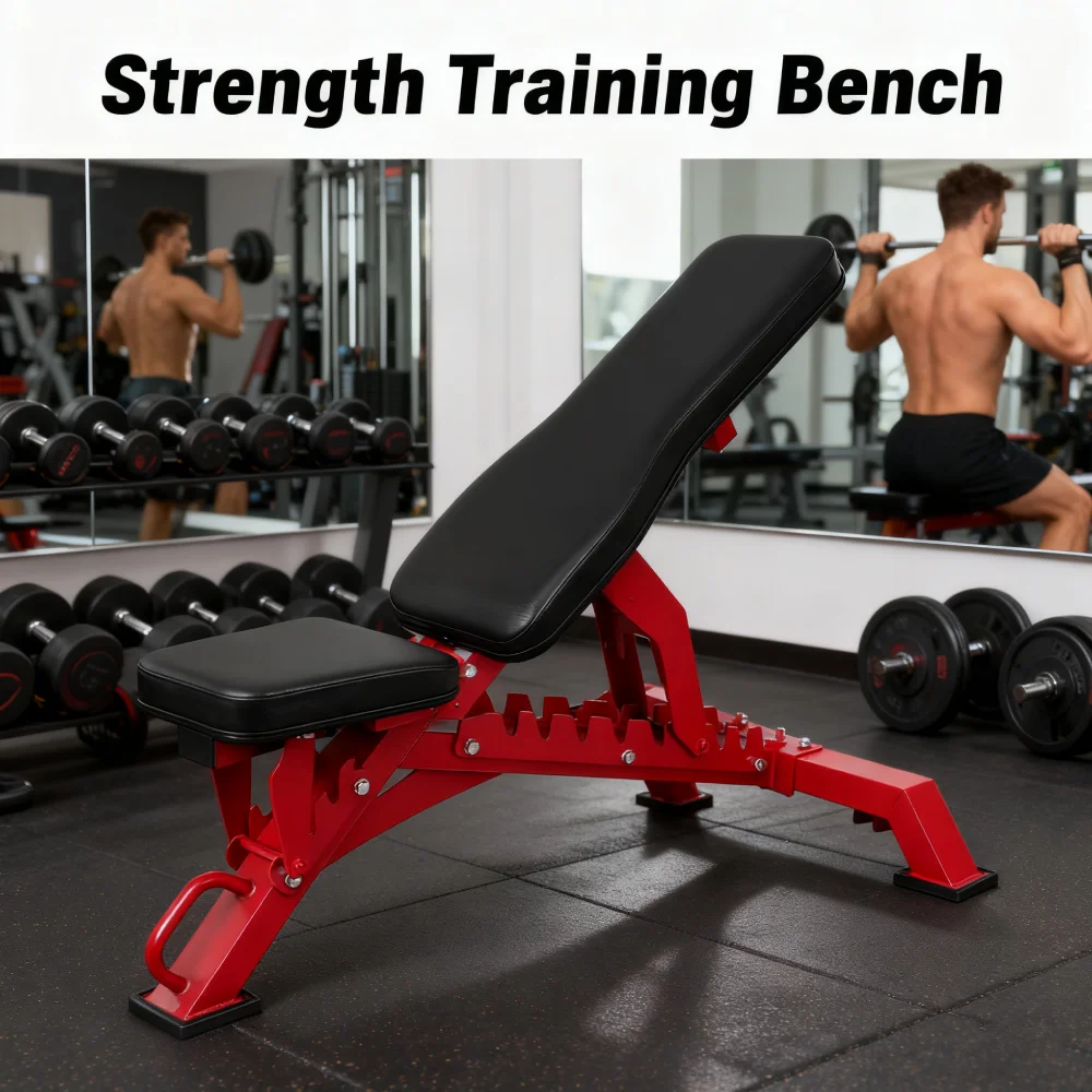 

Strength Training Bench Adjustable 9 Backrest 4 Seat Positions Bench Press Heavy Duty Bench for Full-Body Workouts