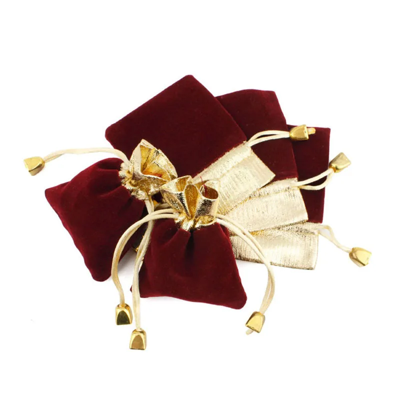 50Pcs/lot Velvet Bag Flannel Jewelry Sachet Gold Plated Packaging Bag Drawstring Drawstring Gift Bag 3 Specifications