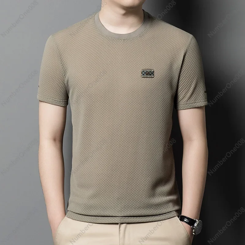 

Live Stream Crew Neck Short-sleeved T-shirt Men's Summer New Trend Youth Fashion Thin Ice Silk T-shirt Men's