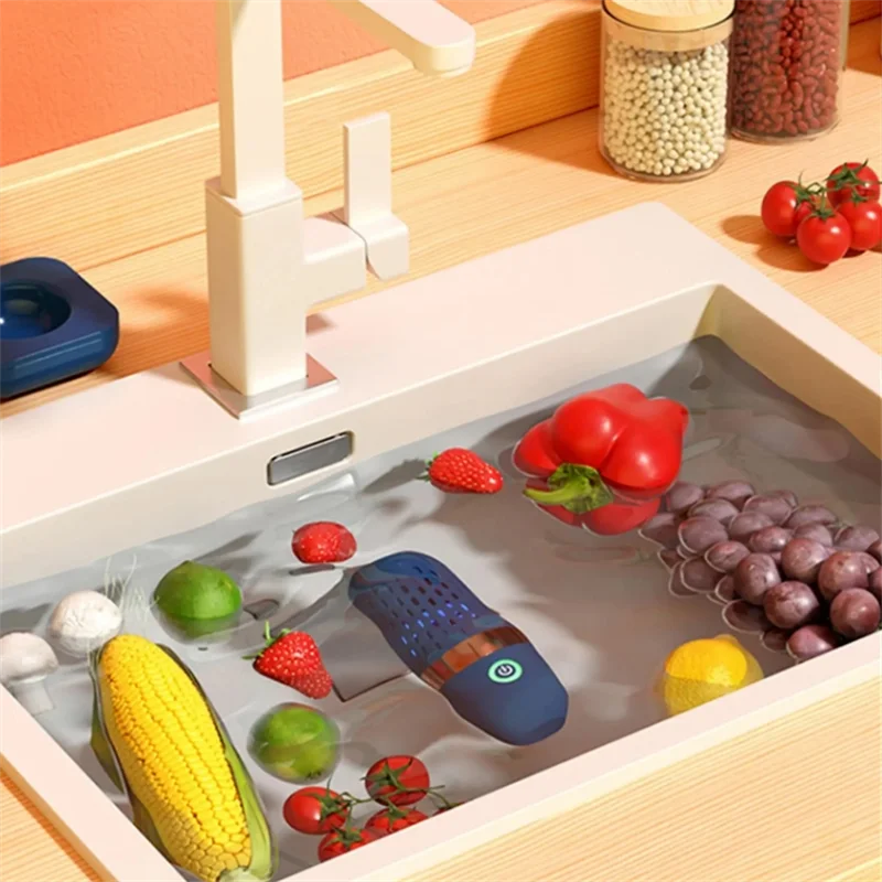 Machine à laver les fruits et légumes sans fil, portable en forme de Capsule, purificateur d'aliments et de fruits, Machine à laver les légumes automatique de cuisine