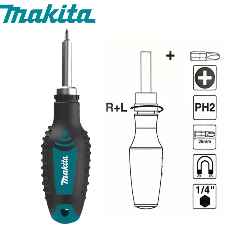 Makita D-58833 Ratchet Screwdriver Magnetic Semi-Automatic Positive Negative Ratchet Non-Slip Screwdriver MAKITA Hand Tools