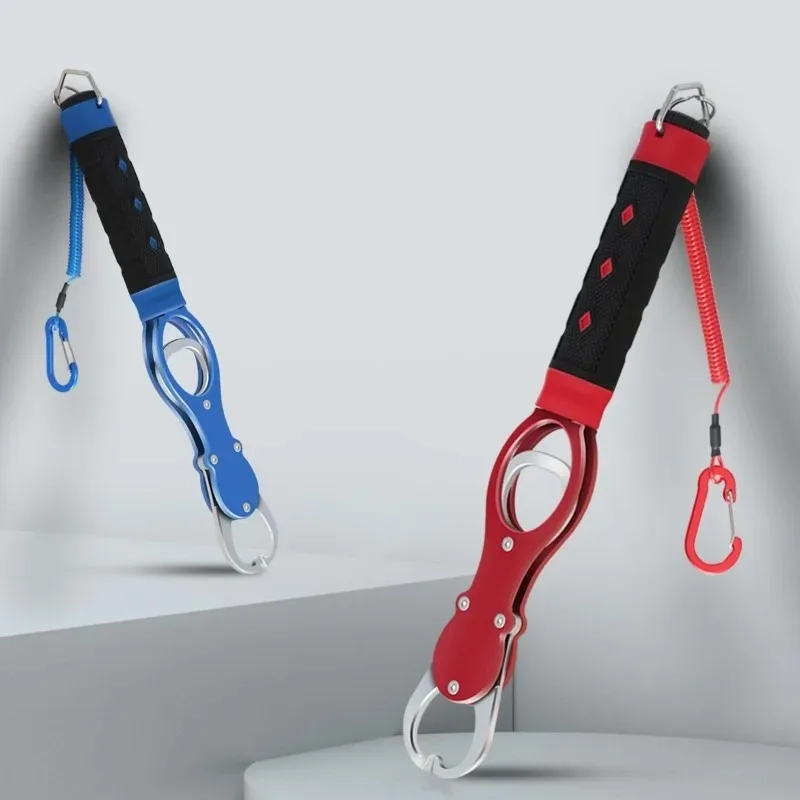 

Fishing Lip Gripper Fish controller Aluminum Alloy Fish Pliers Portable Hand Grip with Scale Dull Tips Protect Fish Lip Tool