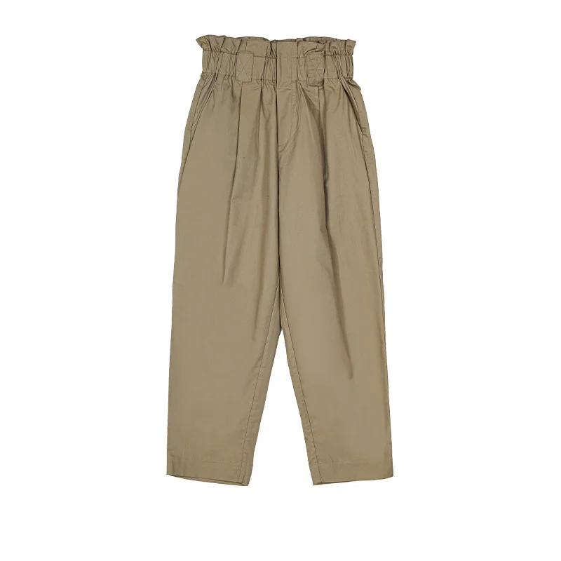 

Повседневные брюки Ordinarytimes для ранней осени, прямого кроя, с завышенной талией, из смесового хлопка и лиоцелла Lenzing, с принтом «Цветочный бутон»