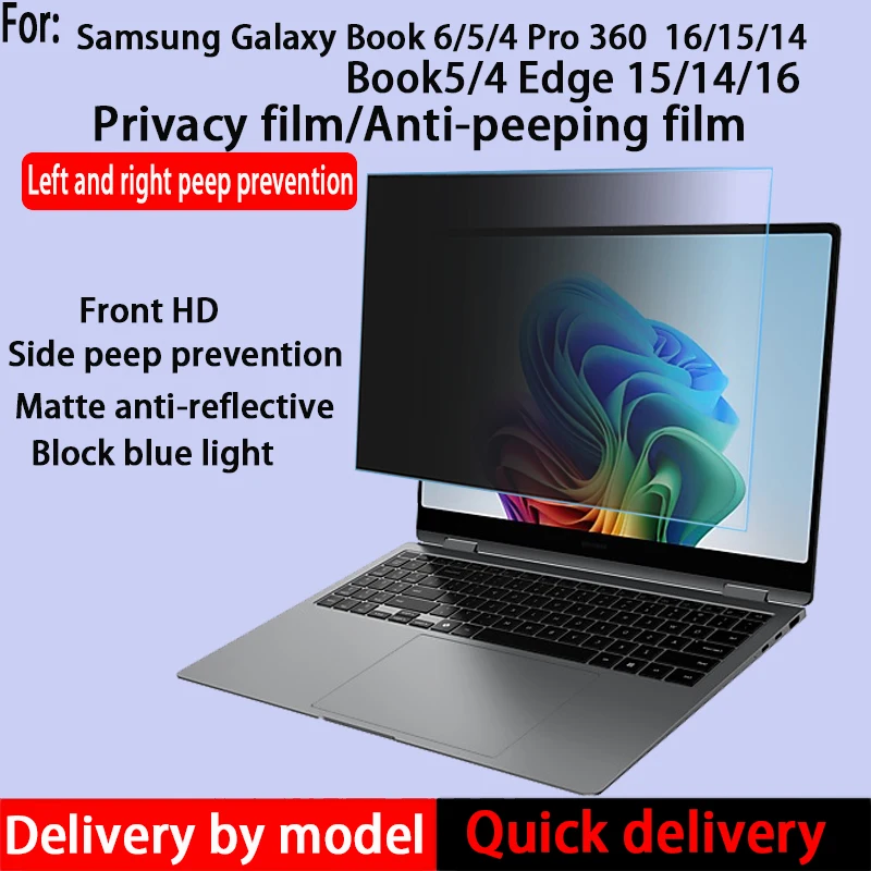 Para Samsung Galaxy Book 5 Edge 15 de 15,6 pulgadas película de privacidad Galaxy Book 6/5 Pro 360 16/15/14 película antifisgones para ordenador portátil