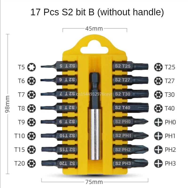 Imagem -04 - Hex Magnetic Insert Bit Grupo Chave de Fenda Elétrica Torx Cabeça Chata Cruz Chave de Fenda Parafusos 17 Pcs