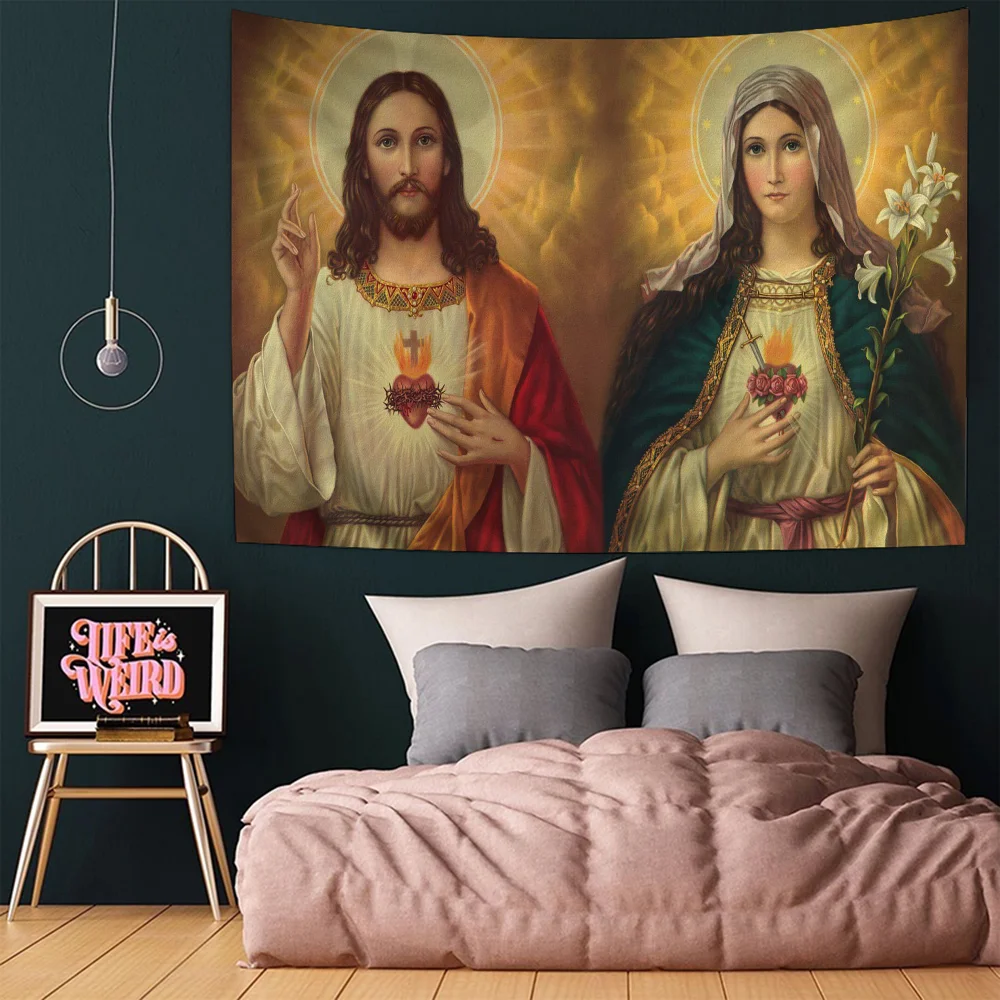 Jesus Christ Hanging Bohemian Tapestry Japanese Wall Tapestry Anime Kawaii Room Decor