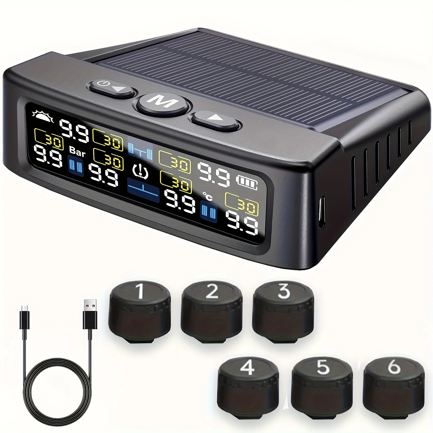 Reifendrucküberwachungssystem TPMS Reifendrucküberwachungssystem Drahtloses TPMS-Sensor-Kit Solarbetriebenes ATV UTV