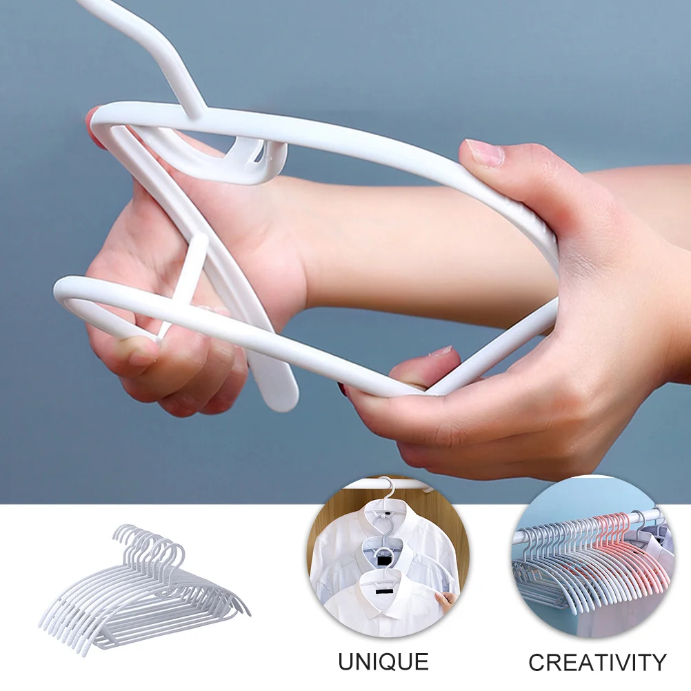 

10 pcs Wide Shoulder Hangers White Slim Non-Slip Clothing Organizers For Kids Adults Wardrobe Storage Rack Closet Saver