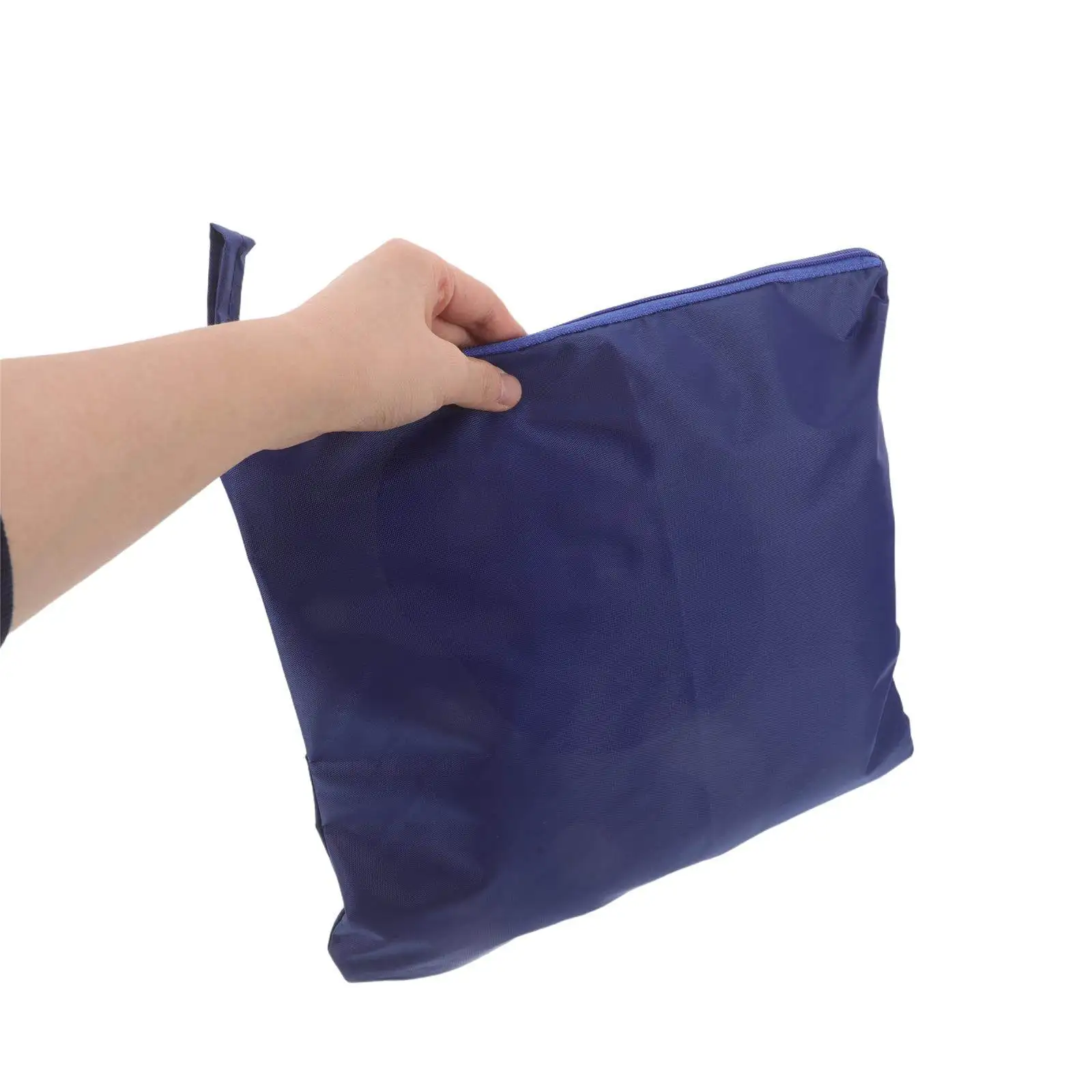 Oxford Cloth Waterproof Raincoat Organizer Bag Travel Beach Swimming Wet Clothes Holder Zipper Storage Tote Blue 13.4 X11.4