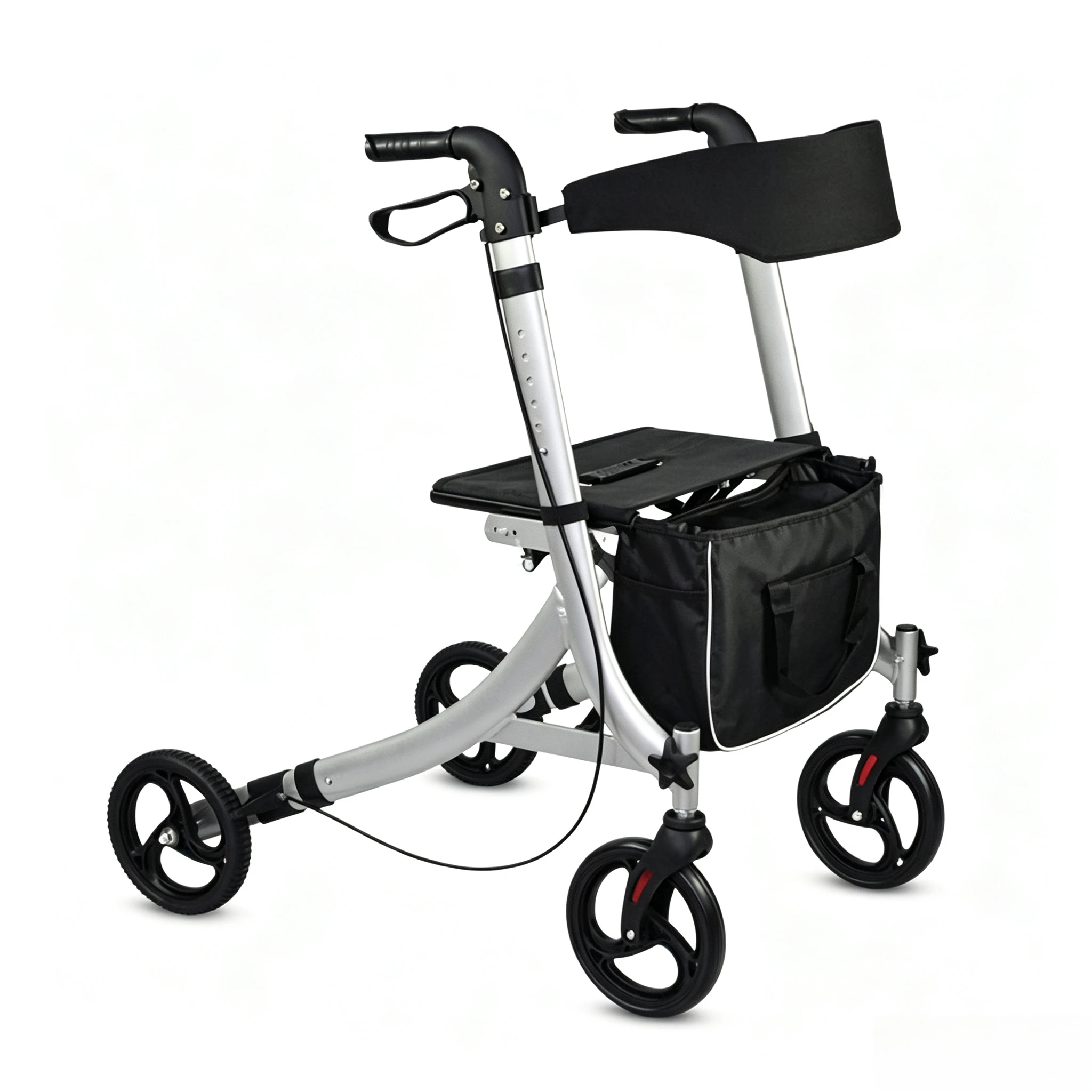 Aluminum 4 Wheel Rollator Walker with Folding Seat for Seniors Elderly Disabled Mobility Aid Picker Cart