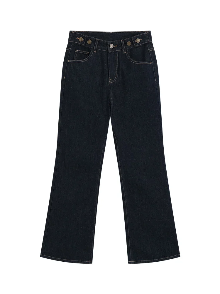 النساء عالية الخصر خمر التباين غرزة متوهج الجينز سليم صالح موضة غسلها الدينيم السراويل الربيع عادية ضيق الساق بنطلون