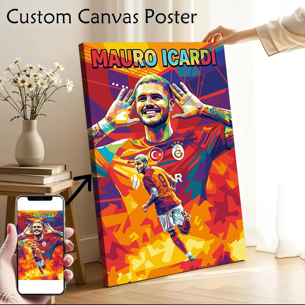Mauro Icardi Pop Art Printed Canvas Wall Art Customizable Paintings Poster Perfect Gift for Home Decor Luxury Decoration Bedroom