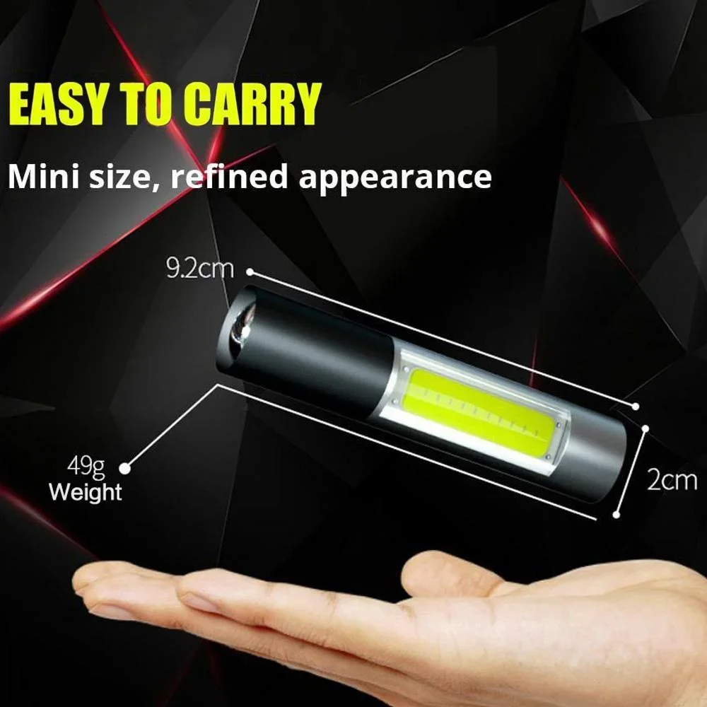 STONEGO Mini LED Flashlight Zoomable USB Rechargeable Waterproof Lamps 3 Switch Modes Portable Torch Outdoor Flash Light